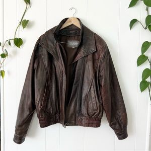 Wilson’s Vintage Men’s Leather Bomber Jacket with Removable Wool Lining Size M